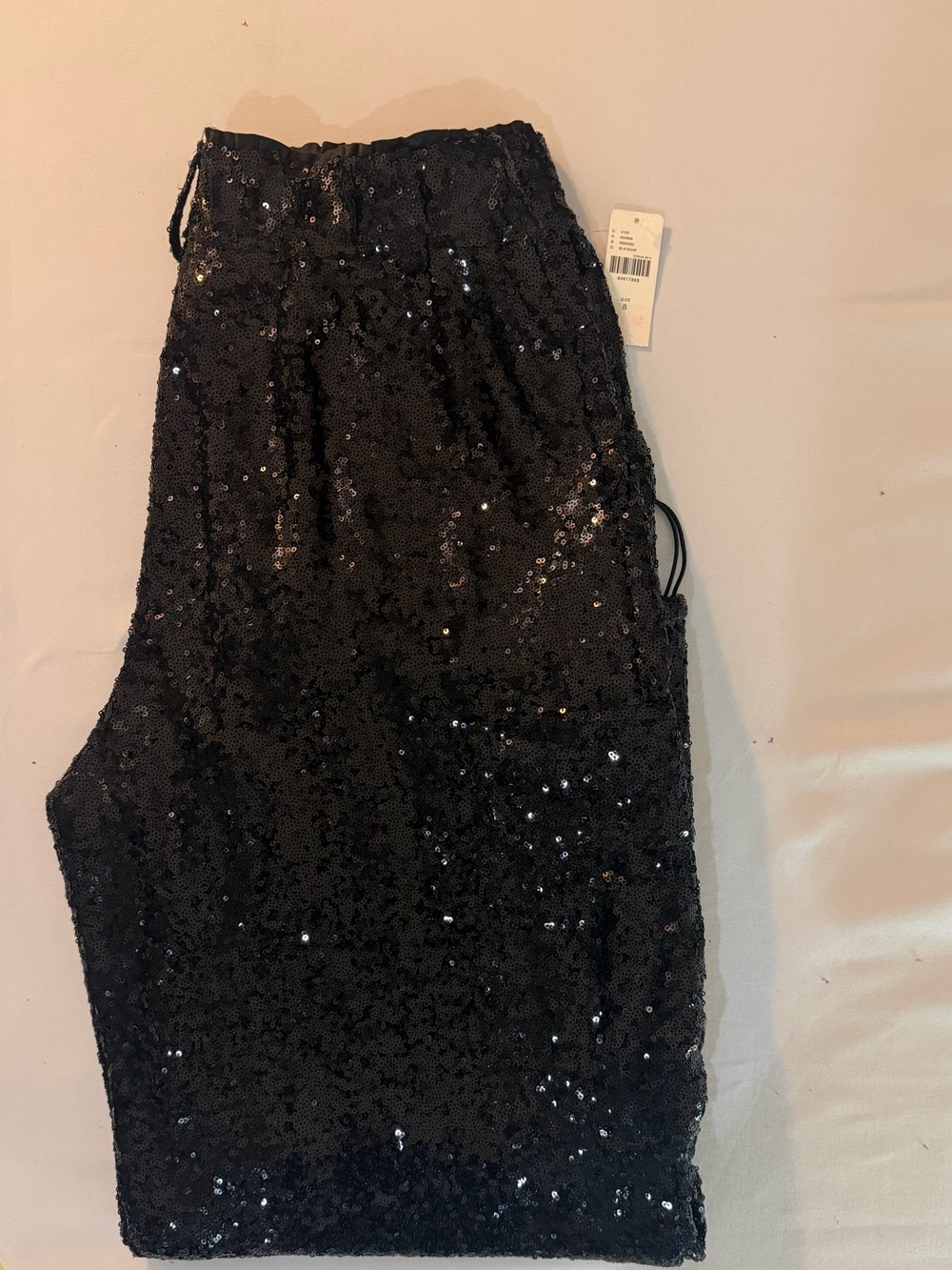 Anthropologie Black Sequin Cargo Pants Adjustable Hem Size 8 NWT